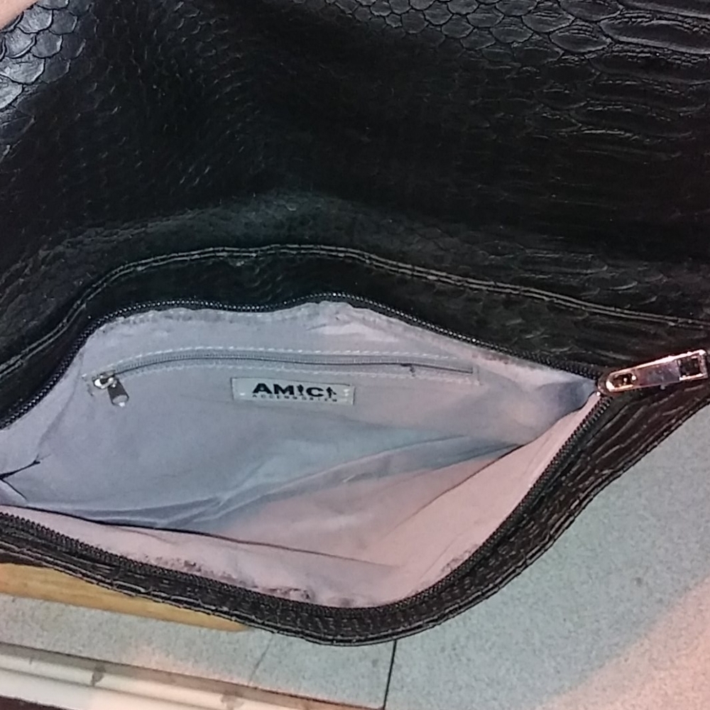 Amici Accessories Embossed Python Fo Leather Clutc - image 5